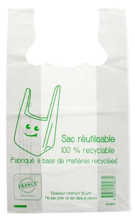 SAC BRETELLE REUTILISABLE 30X50 BLC 50µ LES 500